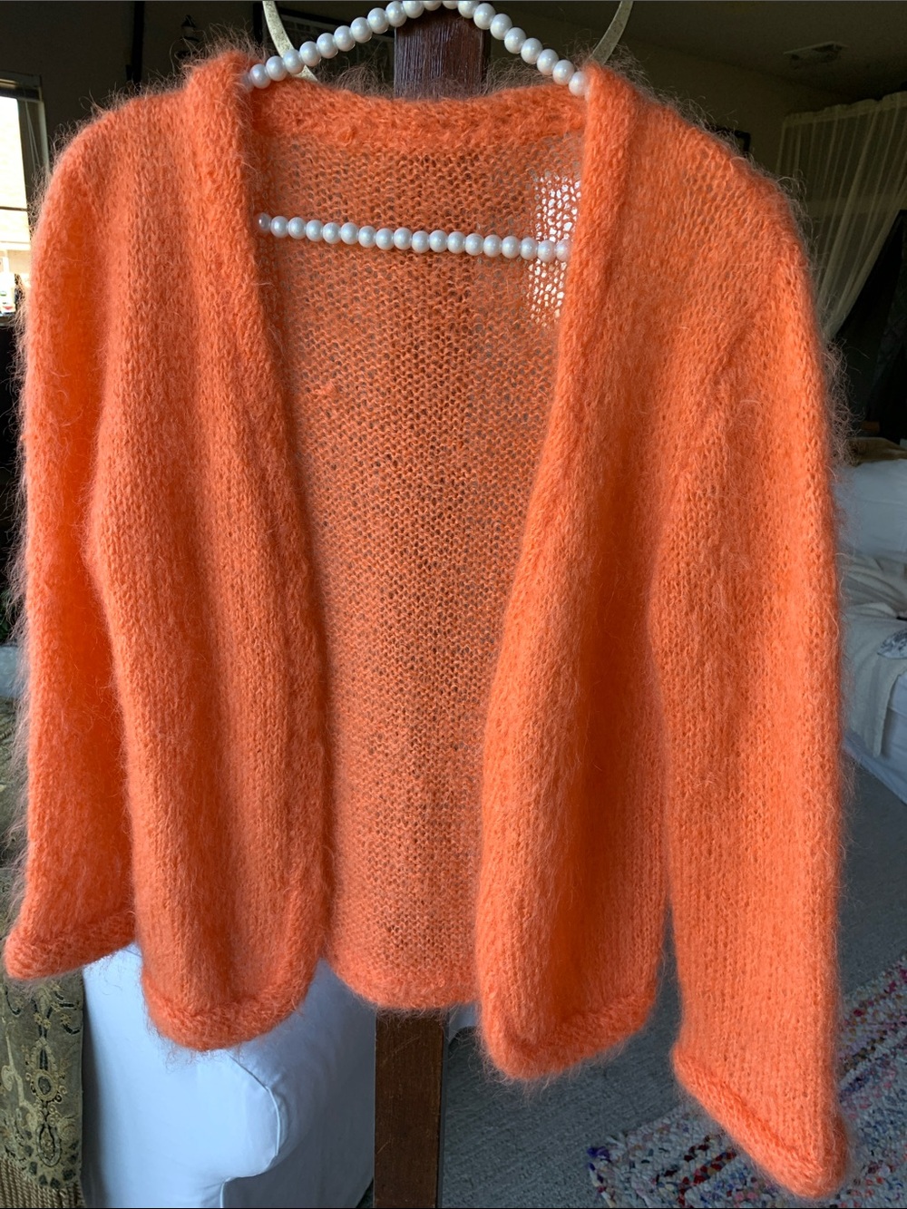 Lovely Vintage Orange Sherbet Open-Front Mohair Cardigan Fits like a M